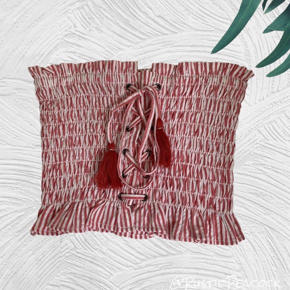 American Eagle Outfitters Tops - American Eagle Outfitters Tube Top Women's XS Red White Striped Ruffle Strapless